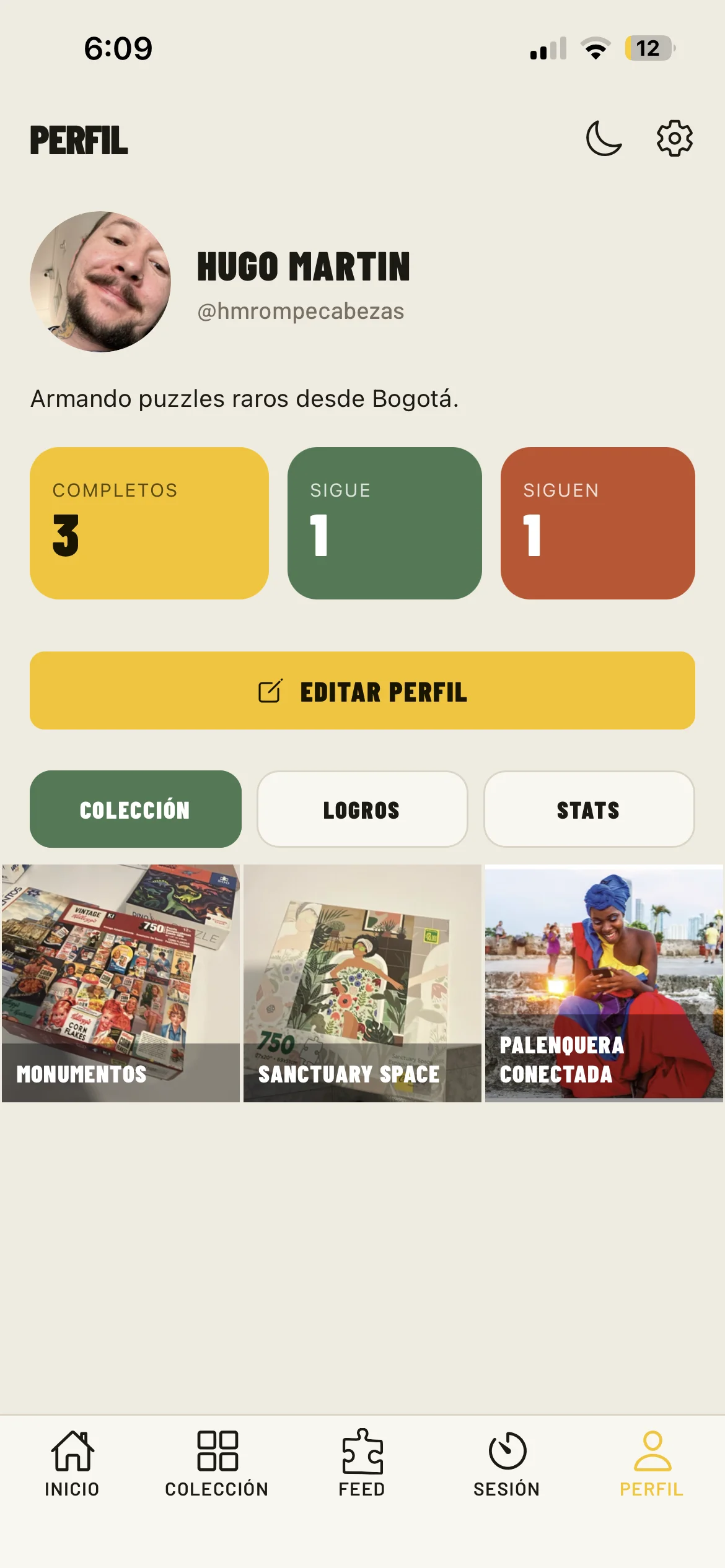 Your profile, with fichas